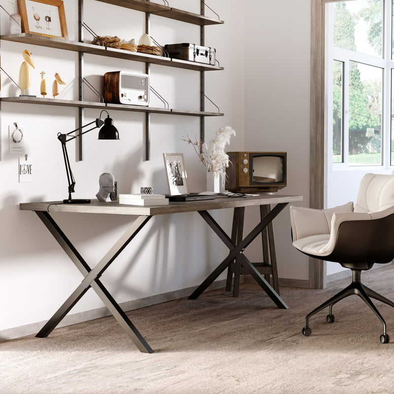 Set 2 Gambe Tavolo a X 80x4x72 cm in Acciaio Nero