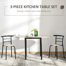 Set Tavolo e 2 Sdie da Giardino in MDF e Acciaio Nero