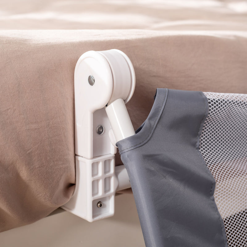 Barriera Letto Anticaduta per Bambini 150x40x60 cm in Acciaio e Tessuto Oxfod Grigio