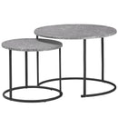 Set 2 Tavolini Piano Effetto Marmo Struttura in Metallo Nero