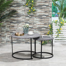 Set 2 Tavolini Piano Effetto Marmo Struttura in Metallo Nero