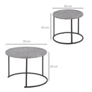 Set 2 Tavolini Piano Effetto Marmo Struttura in Metallo Nero