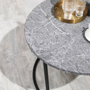 Set 2 Tavolini Piano Effetto Marmo Struttura in Metallo Nero