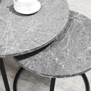 Set 2 Tavolini Piano Effetto Marmo Struttura in Metallo Nero
