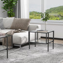 Tavolino 2 Ripiani 54x44x45,5 cm in Acciaio e Vetro Nero