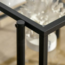 Tavolino 2 Ripiani 54x44x45,5 cm in Acciaio e Vetro Nero