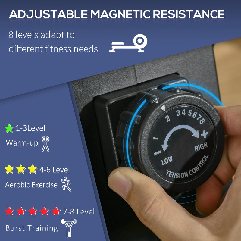 Vogatore per Fitness 180x48x60 cm in Acciaio e ABS Nero