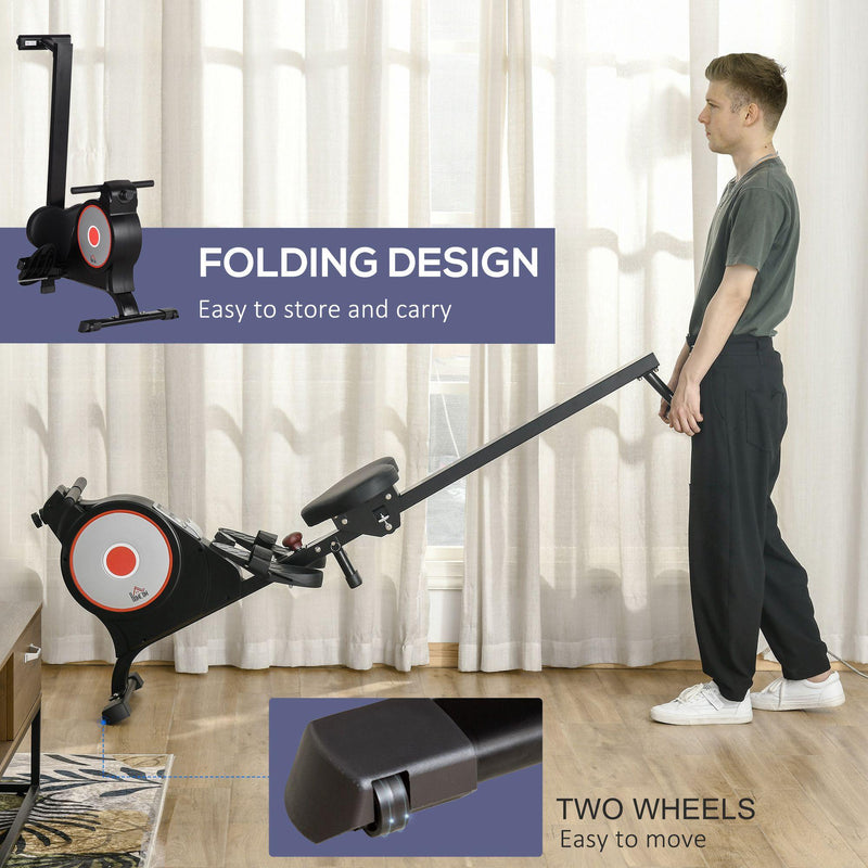 Vogatore per Fitness 180x48x60 cm in Acciaio e ABS Nero