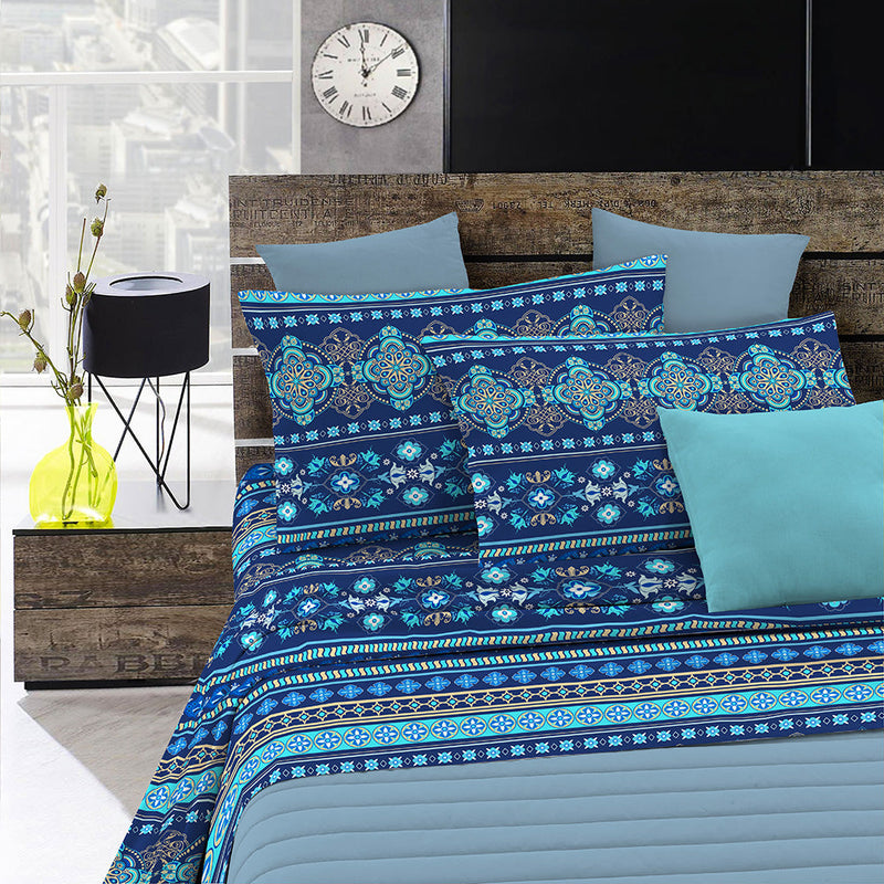 Set lenzuola stampa sopra Sotto e Federe Greca