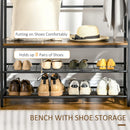 Appendiabiti da Terra 98x36x185 cm con Scarpiera e Panca in Legno e Acciaio Marrone