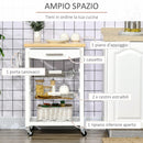 Carrello da Cucina 63x40x86 cm 1 Cassetto 2 Cestini in MDF e Legno Bianco