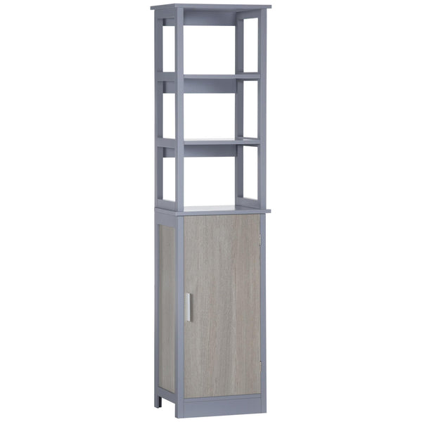 Mobile a Colonna per Bagno 40x30x160 cm 3 Mensole 1 Anta Grigio sconto
