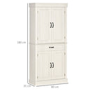 Credenza Alta 80x35x180 cm 2 Armadietti 1 Cassetto Bianco