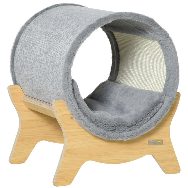 Cuccia per Gatti 41x40x47 cm a Tunnel con Tiragraffi Grigio prezzo