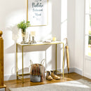 Consolle da Ingresso 100x35,5x80 cm in Acciaio e Vetro Bianco e Oro