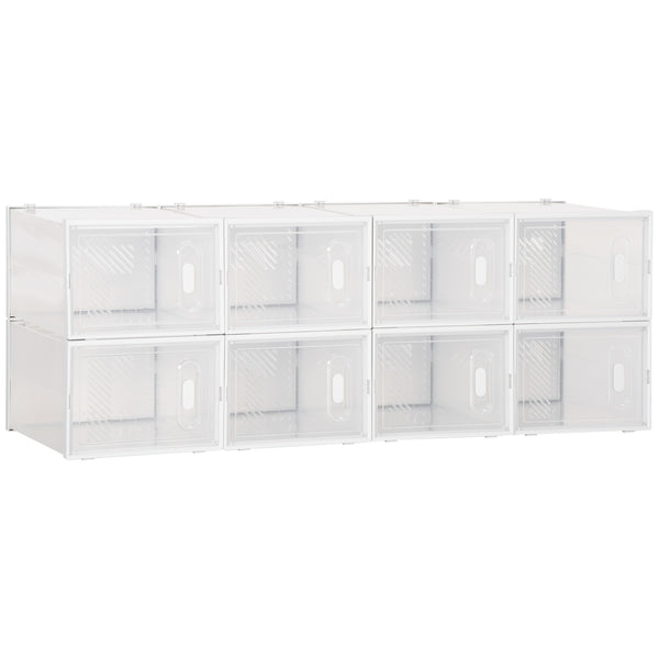 online Scarpiera Modulare 8 Cubi 28x36x21 cm in Plastica Bianco e Trasparente