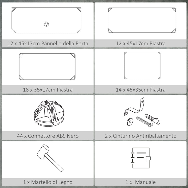 Scarpiera Modulare 94x37x108 cm 12 Cubi in Plastica e Acciaio Nero e Bianco