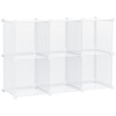 Scarpiera Modulare 94,5x32x162 cm 6 Cubi in Plastica e Acciaio Trasparente