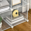 Scarpiera Modulare 94,5x32x162 cm 6 Cubi in Plastica e Acciaio Trasparente