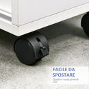 Mobiletto Bagno con Porte Scorrevoli 70x20x71 cm Ripiano Regolabile con Ruote Bianco