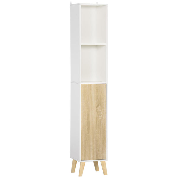 Mobile a Colonna per Bagno 31x30x177 cm 1 Amta 2 Mensole Bianco e Legno acquista