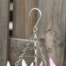 Set 2 Piante Artificiali Clematide Ø30x32 cm con Gancio e Vasi Fiori Bianco e Rosa