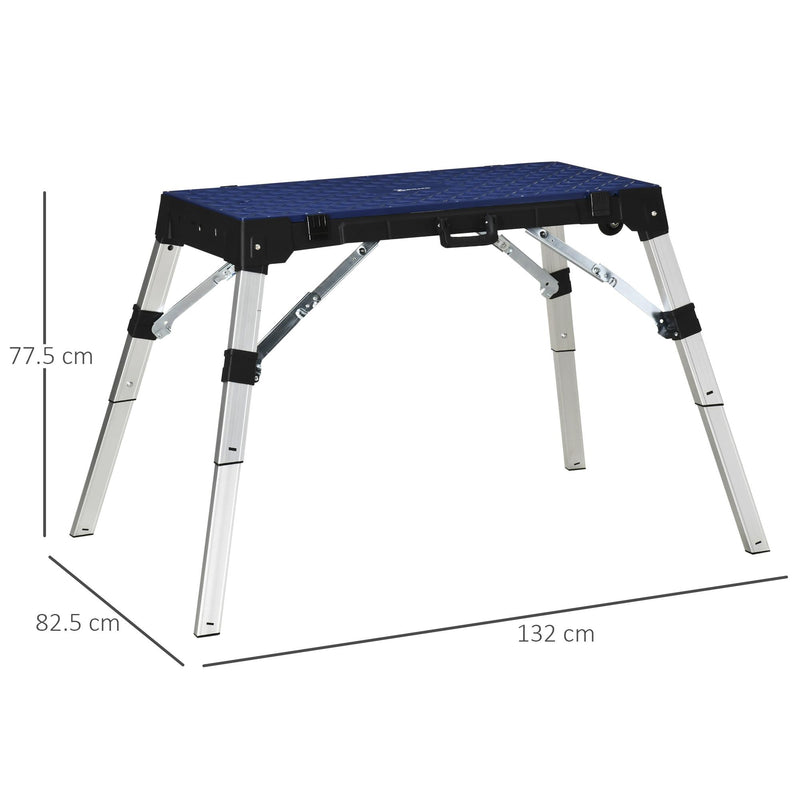 Banco da Lavoro 4 in 1 Pieghevole 132x82,5x77,5 cm in Lega di Alluminio