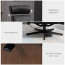 Poltrona Imbottita 84x83x103 cm con Poggiatesta in Tessuto Nero