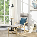 Poltrona Relax con Pouf 67x69x100 cm Cuscino Poggiatesta in Tessuto Effetto Lino Grigio