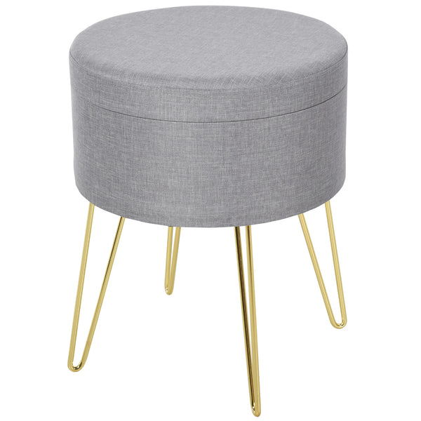prezzo Pouf Contenitore 2 in 1 36x36x45 cm in Metallo Oro e Tessuto Grigio