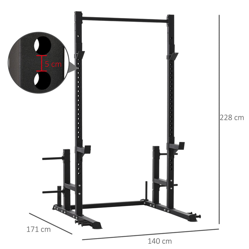 Stazione Fitness Multifunzione 140x171x228 cm in Acciaio per Allenamento Corpo Nero