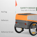 Rimorchio per Bicicletta 130x64x60/97 cm in Acciaio e Sacca in Tessuto Oxford Arancione e Argento