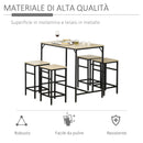 Set Bar Tavolino Alto e 4 Sgabelli in Metallo e Legno Rovere Chiaro