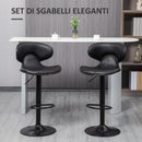 Set 2 Sgabelli Bar 45,5x46x89,5-109,5 cm con Schienale e Poggiapiedi e Similpelle Nero