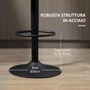 Set 2 Sgabelli Bar 45,5x46x89,5-109,5 cm con Schienale e Poggiapiedi e Similpelle Nero