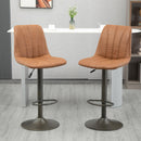 Set 2 Sgabelli Imbottiti 45x54x96-117 cm in Acciaio e Similpelle Marrone e Grigio