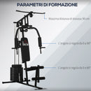 Stazione Fitness Multifunzione 135x103x210 cm in Acciaio per Allenamento Corpo Nero
