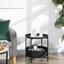 Tavolino da Caffè Ø46x48 cm in Acciaio con Cestino in Tessuto Nero