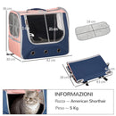 Borsa Trasportino 42x30x36 cm per Cani e Gatti 3 Entrate Rosa e Blu
