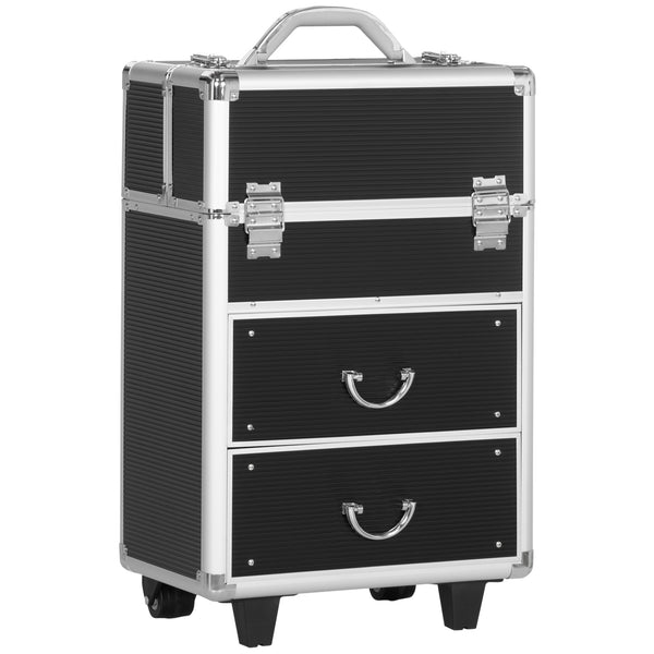 Trolley per Estetista Make Up Trucchi 36x23x58 cm in Alluminio e Acciaio Nero acquista