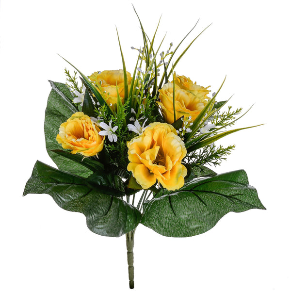 sconto Set 3 Bouquet Artificiali di Lisiantus Altezza 32 cm Giallo