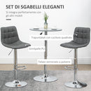 Set 2 Sgabelli con Schienale 42x45x89-110 cm in Similpelle Grigio