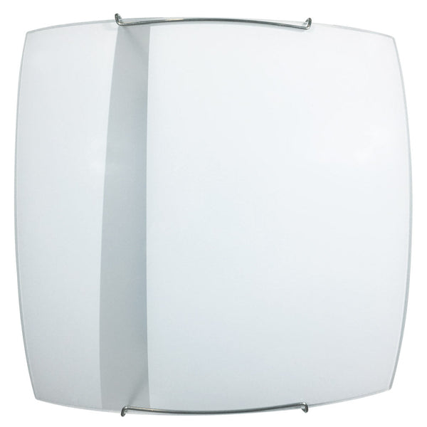 Plafoniera 2xE27 Montatura Bianca Vetro Lastra Bianco Fascia Satinato E-Energy Gilda sconto