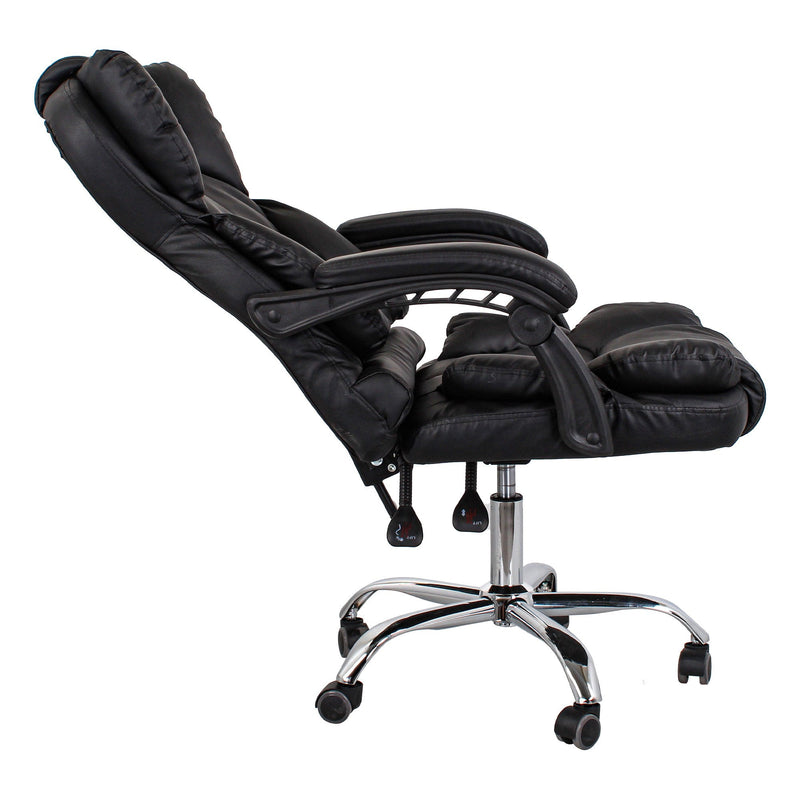 Sedia Direzionale da Ufficio Reclinabile in Similpelle Nera