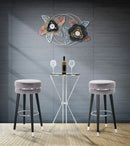 Sgabello Bar Paris Ø35x74 cm in Legno e Tessuto Vellutato Grigio