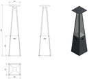 Stufa a Piramide Gas Gpl da Esterno con Vetro in Acciaio Flig Memphis Nera