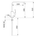 Rubinetto Miscelatore Monocomando Girevole Lavello Alto in Ottone Mariani Marte Cromato