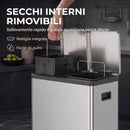 Pattumiera a Pedale 2x30 L 59,1x36,5x62,7 cm con Secchi Estraibili e Chiusura Ammortizzata in Acciaio Inox e PP Argento      