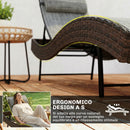Lettino Prendisole da Giardino 60x198x44 cm Forma S con Cuscino a 5 Posizioni in Rattan Marrone      