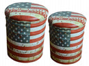 Set 2 Pouf Contenitore Tondo in MDF Usa